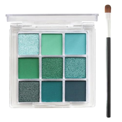 Grüner Lidschatten - 9 Farben Mattem Schimmer Lidschatten Palette Mit Pinsel - Lang Anhaltender Hochpigmentierter Leichter Feiner Und Glatter Puder Eyeshadow Palette, Grün Augen Make-Up (Avocado Grün) von EONFAVE
