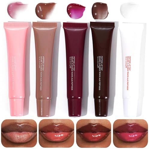 Lip Gloss Set - 5 Farben Hydrating Lip Jam - Hochglänzender Aufpolsternder Lipgloss Set - Nudefarbener & Glasartiger & Glänzender Geleeartiger Flüssig Lippenstift Set - Glänzend Lip Oil Kit von EONFAVE