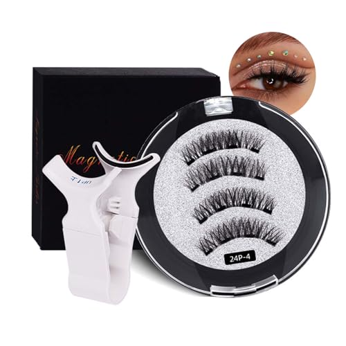 Magnetische Wimpern, Natürlich Look Magnet Wimpern mit Applikator, Kein Kleber erforderlich Magnetic Lashes, Wiederverwendbare 3D Wimpern Magnetisch Ohne Eyeliner, Einfach zu Tragen & zu Entfernen von EONFAVE