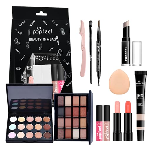 Make Up Set - All In One Schminkset Für Frauen - Multifunktions Make-Up Sets Mit Concealer-Paletten, Stifte, Cremes丨Lidschatten丨Lippenstifte丨Lipgloss丨Augenbrauenstifte丨Make-Up-Pinsel Und -Schwämme von EONFAVE