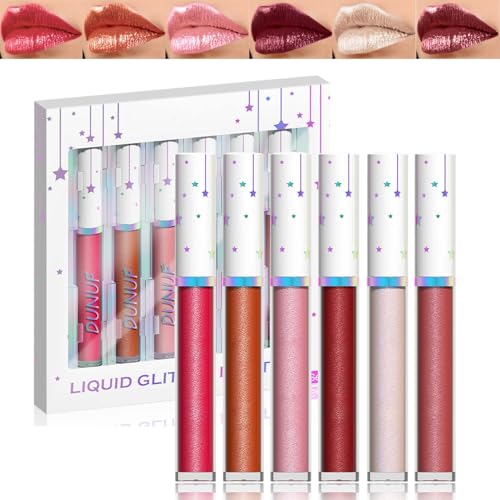Metallic Lipgloss Set, Matt Flüssiger Lippenstift mit Metallglanz, Lip Gloss Langanhaltend & Wasserfest, Liquid Lipstick Hochpigmentierter Shimmer Lippen, Seidige Textur, Feuchtigkeitsspendende Formel von EONFAVE