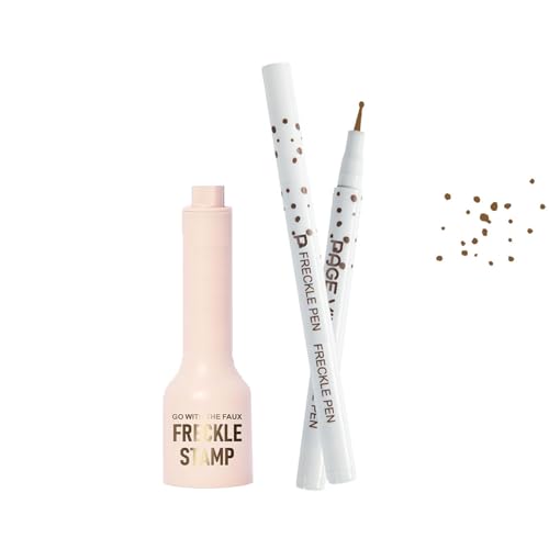 Natürlicher Sommersprossen Makeup Kit - Liquid Freckles Pen & Fünf-Punkt-Sommersprossen-Stempel,Mittelbraun Realistische Sommersprossen zum Aufdrücken für Natürliches Make-up,Wasserfest und Wischfes von EONFAVE