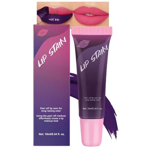 Peel Off Lipgloss, Neon Pink Tattoo Magic Matte Abziehbar Lip Stain, Peeling Lip Tint Non-Stick-Cup & Non-Transferred, Langlebig & Wasserfest Lip Gloss, Hochpigmentiert Flüssig Lippenstift für Frauen von EONFAVE
