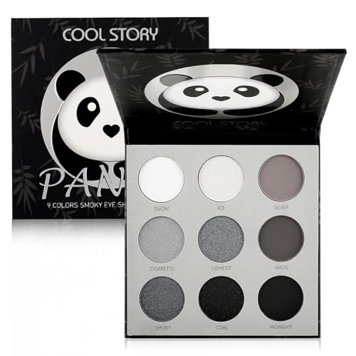 Smoky Eyeshadow Palette, 9 Farben Hochpigmentiert Lidschatten Palette Schwarz Weiß Grau Lidschatten-Palette, Weicher Matter Schimmer Lang Anhaltend Goth Augen Make-Up Palette Zu Halloween von EONFAVE