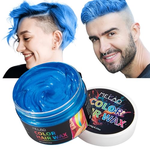 Blau Temporäre Haarfarbe Wax, Sofortige Farbe Natürliches Haarstyling Haartönung, Mattes Glatte Textur Waschbar Temporäre Styling Tönung Haare Haarwachs Für Party, Cosplay & Halloween von EONFAVE
