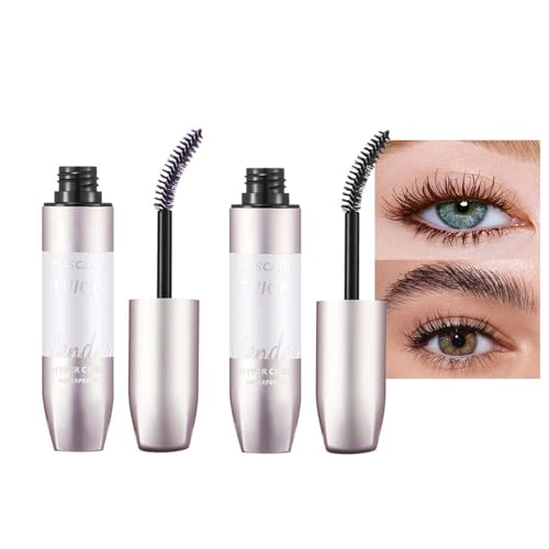 Wimperntusche Schwarz + Braun Set mit 4D Faser, 2 Farben Mascara Volumizing & Curling & Verlängerung, Wimperntusche Wasserfest & Langanhaltende, Falsche Wimpern Effekt, Makeup für Frauen & Mädchen von EONFAVE