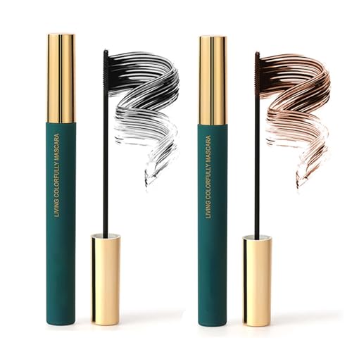 Wimperntusche Wasserfest, 2 Farben Mascara Langlebig & Nicht Verklumpend, Verlängerung & Volumen Mascara, Smudge-proof & False Lash Effect Wimperntusche (Braun + Schwarz) von EONFAVE