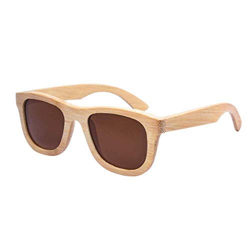 EONHUAYU Sonnenbrille aus Holz, Bambus Holz Brille Sonnenbrille für Männer Frauen Vintage Echte Holzarme Brille für Reisen Fahren (Braun) von EONHUAYU