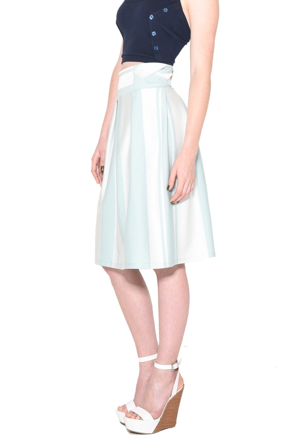 Auf Verkauf-60 %-Gestreiften Rock Mit Flechtgürtel von EONParis