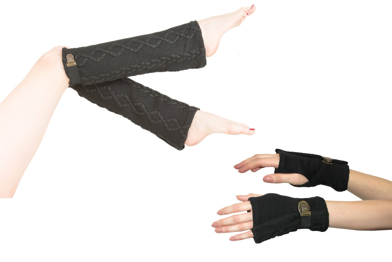 Auf Verkauf Geschenk-Box Mit Handschuhen Und Beinwärmer in Fischgrät-Muster Stricken von EONParis