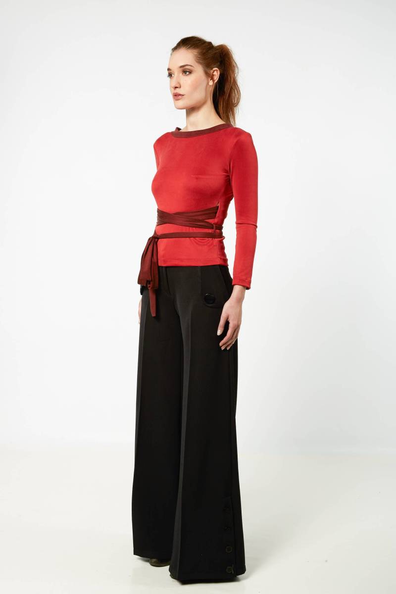 Woll Gabardine Trenchhose Hohe Taille, Made in Paris von EONParis