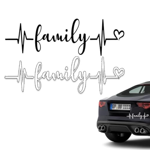 EORPAVU Auto-Aufkleber, 2 Stück family Herz-Autoaufkleber selbstklebender Deko-Aufkleber springendes Herz (schwarz, weiß) von EORPAVU