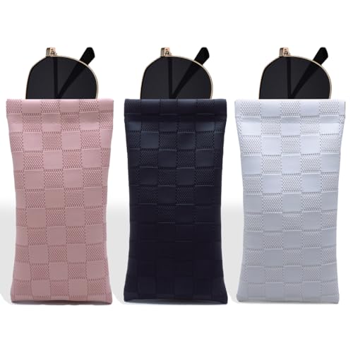 EORPAVU Brillenetuis für Damen 3-teiliges weiches Brillenetui-Set. Tragbares Brillenetui für Sonnenbrillen und Lesebrillen, perfekt für Frauen und Männer auf Reisen von EORPAVU