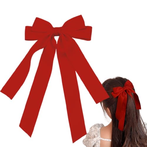 EORPAVU Haarklammern, 1 Stück Seidensatin-Haarschleife Haarspange Streamer eleganter Haarschmuck für Mädchen und Frauen (rot) von EORPAVU