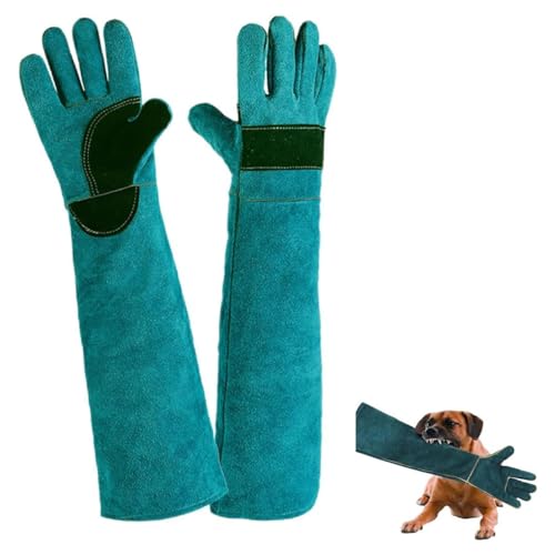 EORPAVU Haarroller & Enthaarungshandschuhe für Hunde,Haarentfernungshandschuhe, Anti-Riss- und Anti-Biss-Schutzhandschuhe aus Rindsleder, können Haustieren das Füttern beibringen (45 cm) von EORPAVU