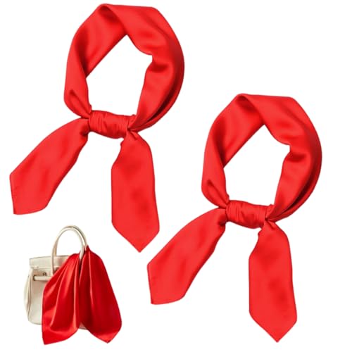 EORPAVU Halstücher für Damen 2 Stück Damen-Seidenschal, einfarbiger weicher Seidenschal, Halstuch Größe 70 cm x 70 cm, roter Damenschal von EORPAVU