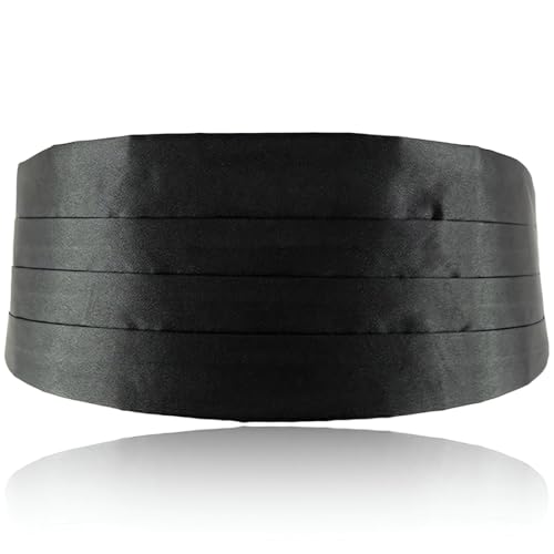 EORPAVU Kummerbunde 1 Stück Satingürtel Herren Schwarzer Gürtel für Smoking Smoking Anzug Hemd, verstellbarer Gürtel von EORPAVU