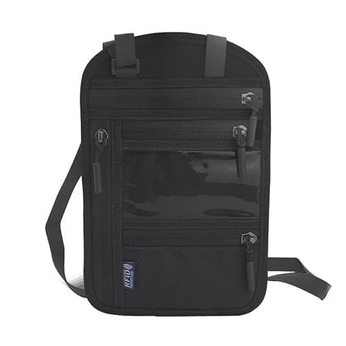 EORPAVU brustbeutel，Brusttasche Reisebrieftasche, Nackendokumententasche, Diebstahlsichere wasserdichte Reisepasstasche für Männer und Frauen (schwarz) von EORPAVU