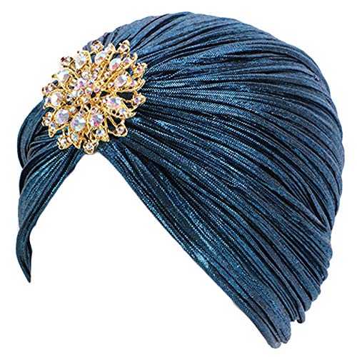 EORUBE Damen Turban Hut mit Kristall Brosche Exotisch Indischer Turban Hut 1920s Damen Fasching Kostüm Accessoires (Brosche Stil 1 - Türkis) von EORUBE