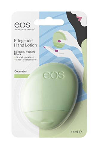 eos Hand-Lotion Cucumber, Handcreme für normale Haut, vegane Feuchtigkeitscreme, Intensiv-Pflege für zarte Hände, mit Sheabutter & Aloe, 1 x 44 ml von eos
