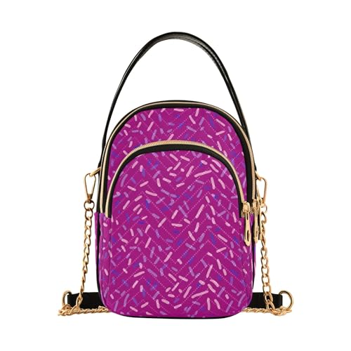 Bright Bar S Schulter-Handtasche, kleine Kette, gesteppter Reißverschluss, Pink / Violett von EOSDT