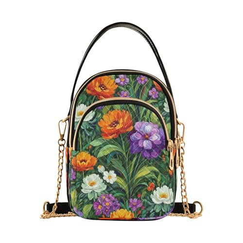 EOSDT Damen-Umhängetasche, Motiv: lebendige Blumen, Aquarell-Blumen, gesteppt, Handytaschen mit Kettenriemen, niedliche Damen-Umhängetasche EOSDT Damen-Umhängetasche, Motiv: lebendige Blumen, Aquarell-Blumen, gesteppt, Handytaschen mit Kettenriemen, niedliche Damen-Umhängetasche von EOSDT