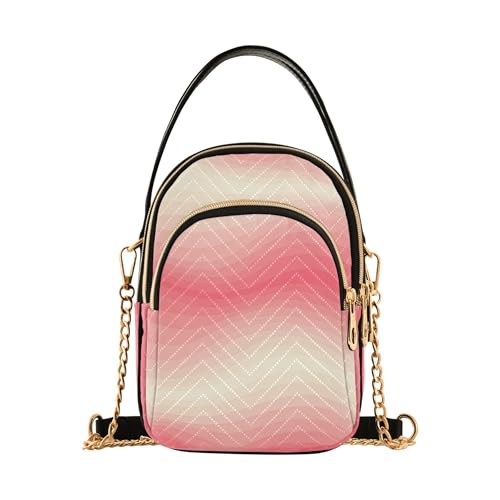 One Shoulder Handtaschen Pastell Blush White Ripples Gesteppte Handy Geldbörse Kette Riemen Handtasche Niedlicher Reißverschluss Lady Bowler Satchel, 15 x 21 x 7,9 cm von EOSDT
