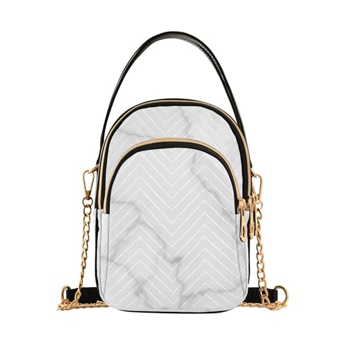 Schulterhandtaschen für Damen, elegant, weißer Marmor, graue Adern, gesteppte Kette, Geldbörse, Handy-Geldbörse, niedliche Designer-Umhängetasche, 15 x 21 x 7,9 cm von EOSDT
