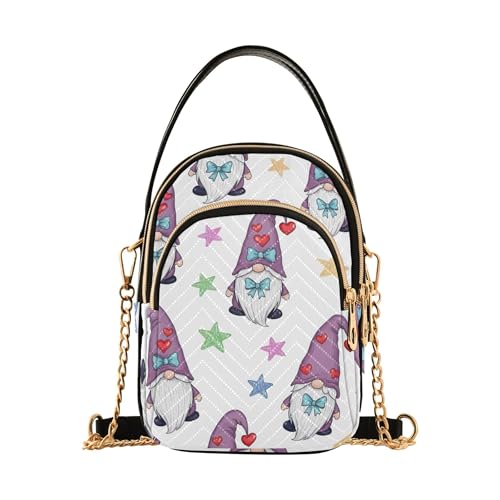 Süße lila Zwerg St Schulter Geldbörse Handtasche Tier Floral Kette Riemen Telefon Geldbörse Handtasche gesteppt Damen Crossbody Umhängetasche von EOSDT