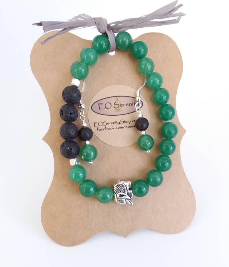 Aventurin Stein Öl Diffusor Armband/Ohrring Set, Aromatherapie, Elefant Charme, Lava Rock Aventurin Stein Öl Diffusor Armband/Ohrring Set, Aromatherapie, Elefant Charme, Lava Rock von EOSerenityShop