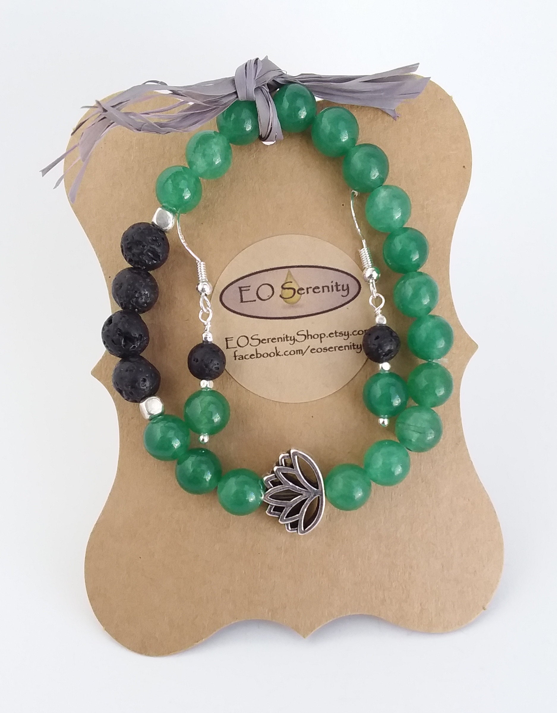 Geschenk-Set, Aventurin Stein Öl Diffusor Armband/Ohrring Set, Aromatherapie, Lotus Blume, Lava Rock Geschenk-Set, Aventurin Stein Öl Diffusor Armband/Ohrring Set, Aromatherapie, Lotus Blume, Lava Rock von EOSerenityShop