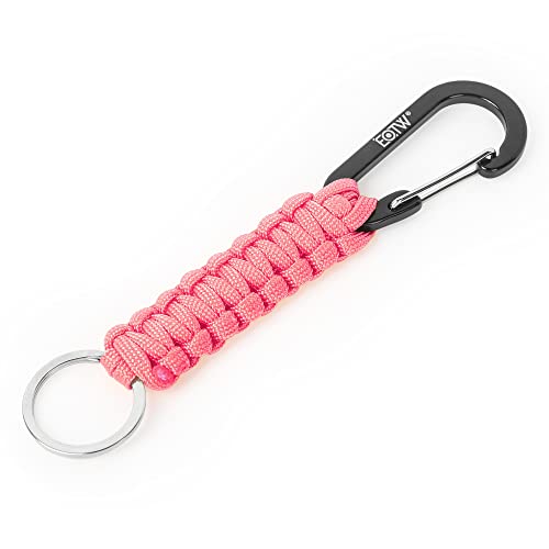 Paracord Schlüsselanhänger mit Karabiner, Schlüsselanhänger mit Haken und Schlüsselanhänger, Überleben, robust, Armee für Schlüssel Camping Herren Damen (Rosa) von EOTW