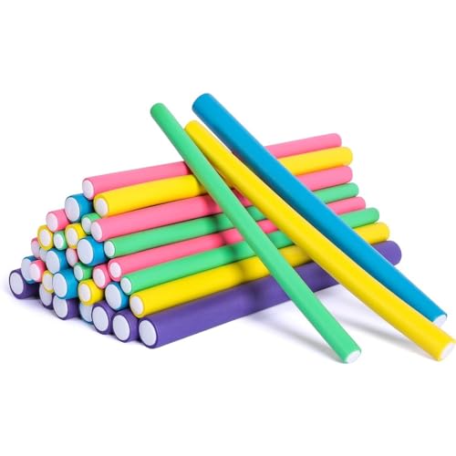 10 Stück Haar Lockenwickler ohne Hitze Flexibler, Durchmesser 14mm x 240mm Länge, Lockenwickler Locken Ohne Hitze Heatless, für Mädchen Schaumstoff Hair Curler für Lange Kurze Haar,Zufällige Farbe von EOUIAV