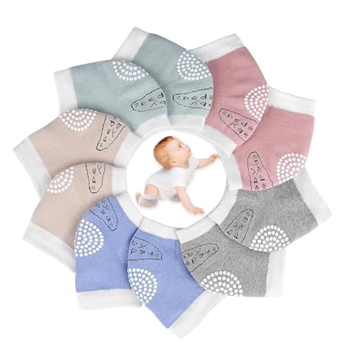 EOUIAV 5 Paar Knieschoner Baby Krabbeln Gummipunkte Anti-rutsch Baumwolle Baby Knieschoner Krabbelhilfe für Unisex Babys von EOUIAV