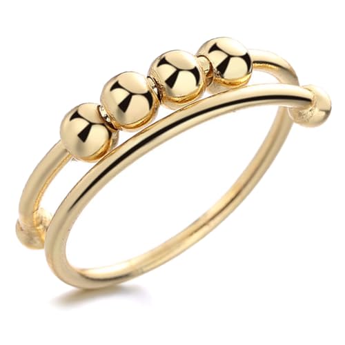 EOUIAV Damen Verstellbar Anti Stress Ring Spinner Ring, Angst Spinner Fidget Damen,Angst Spinning Ringe für Damen, Verstellbare Stapelbare für Stress Abbauen von EOUIAV