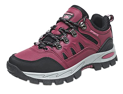 Wanderschuhe Herren Damen Ourdoor Trekking Kletterschuhe Stiefelette Wasserdicht Turnschuhe Radfahren Sport Schuhe Leicht Unisex, rot, 42 1/3 EU von EOWN