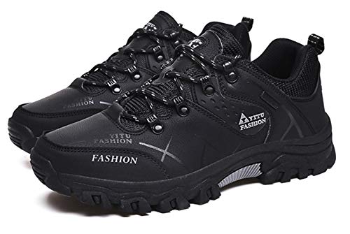 Wanderschuhe Herren Trekkingschuhe Wasserdicht Klettern Bergstiefel Laufen Sneaker Schuhe Rucksackreisen Camping Outdoor Sportschuhe, Schwarz , 47 1/3 EU von EOWN