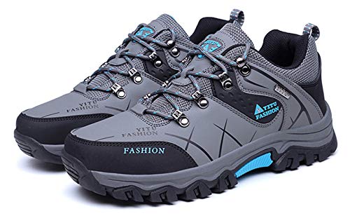 Wanderschuhe Herren Trekkingschuhe Wasserdicht Klettern Bergstiefel Laufen Sneaker Schuhe Rucksackreisen Camping Outdoor Sportschuhe, grau, 47 1/3 EU von EOWN