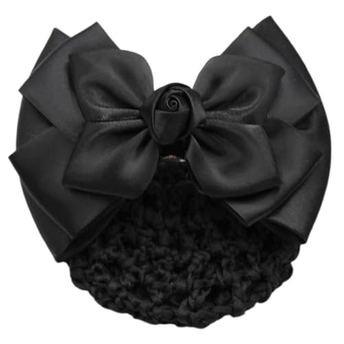EOYVAIL Haargummis,Netz-Dutt-Schleifen-Haar-Accessoires, Damen-Mädchen-Haar-Accessoires, Satin-Schleife, Haarnadel-Schleife, Haar-Accessoires (schwarz) von EOYVAIL