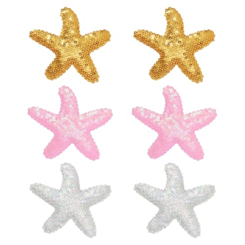 EOYVAIL Haarspangen,Seestern-Haarspangen, Seestern-Haar-Accessoires, Pailletten-Krokodil-Haarspangen, Haar-Accessoires für Frauen und Mädchen (6 Stück) von EOYVAIL