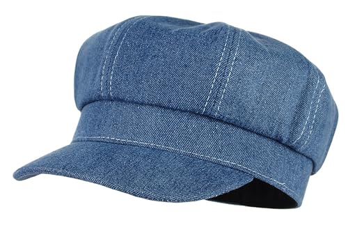 EOZY Barett Damenmütze Hut Newsboy Octogonal Vintage Gavroche Travel Cap (Blau) von EOZY