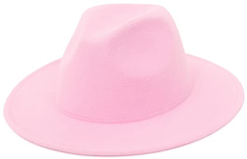 EOZY Fedora Hut Herren Damen Filzhut Breite Krempe Panama Hut Retro Jazz Hut Rosa M von EOZY