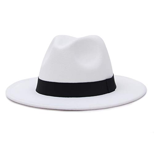 EOZY Fedora Hut Herren Filz Herbst Winter Retro Trilby Bogart Hut Weiß von EOZY