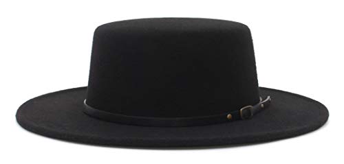 EOZY Fedora-Hut für Damen und Herren, aus Filz, breite Krempe, Flache Oberseite, Jazz, Panama-Hut, lässige Party, Kirche, Style-e, 57 EU von EOZY