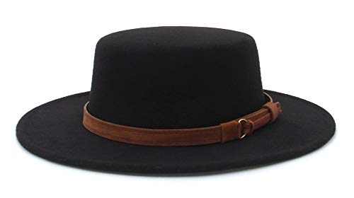 EOZY Fedora-Hut für Damen und Herren, aus Filz, breite Krempe, flache Oberseite, Jazz, Panama-Hut, lässige Party, Kirche, style-B, 57 EU von EOZY