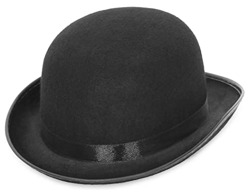EOZY Herren Damen Melone Bowler Hut Herbst Reiterhut Filzhut Erwachsenenhut Fedora Partyhut Fasching Karneval Kappenhöhe 12cm Schwarz von EOZY