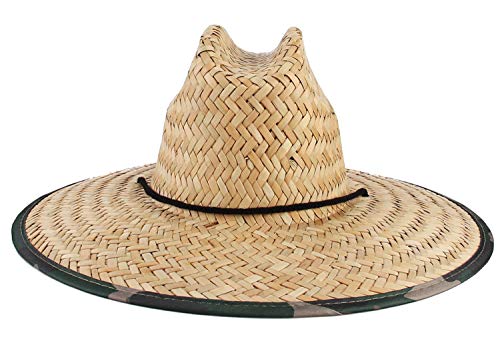 EOZY Herren Straw Sun Hat Lifeguard Beach Hat Raffia Wide Brim Sonnenhut Sommer Strohhut M Farbe-2 von EOZY