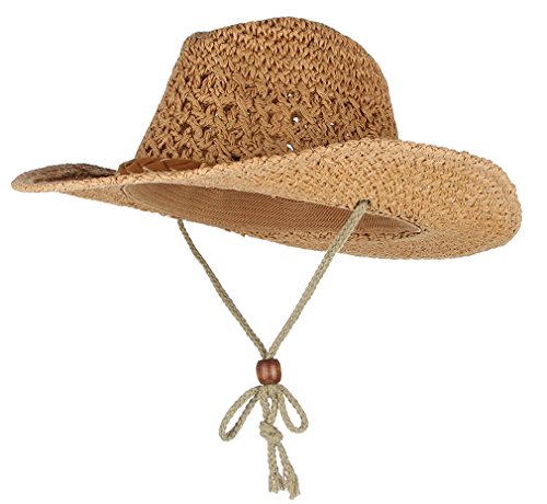 EOZY Kinder Stroh Cowboyhut Sommer Sonnenhut Strohhut Fasching Westernhut Khaki von EOZY