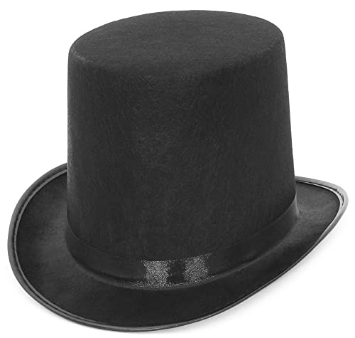 EOZY Zylinder Hut Herren Damen Hoher Hut Erwachsenenhut mit Satinband Top Hat Partyhut für Zauberer Karneval Fasching (Kappenhöhe 16cm, Schwarz) von EOZY