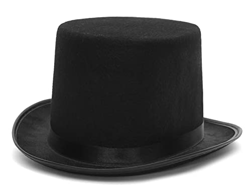 EOZY Zylinder Hut Herren Damen Hoher Hut Erwachsenenhut mit Satinband Top Hat Partyhut für Zauberer Karneval Fasching Kappenhöhe 12cm (Kappenhöhe 12cm, Schwarz) von EOZY